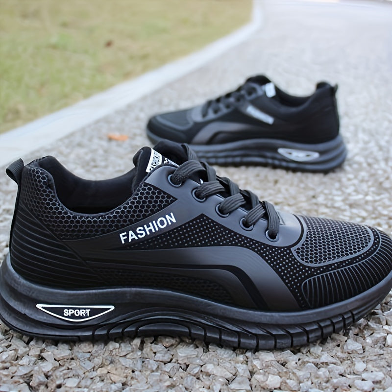 Men's Trendy Striped Running Shoes Lace Up Breathable Low Top For Outdoor Walking Jogging Casual Activities All Seasons
