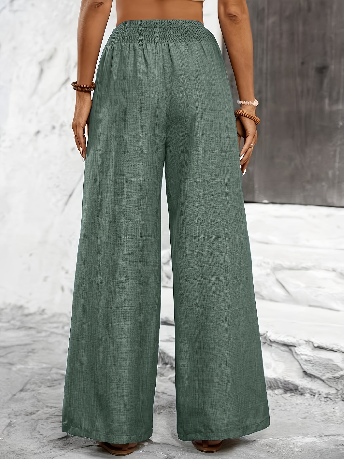 Elegant Solid Color Twisted Knot Straight-Leg Pants