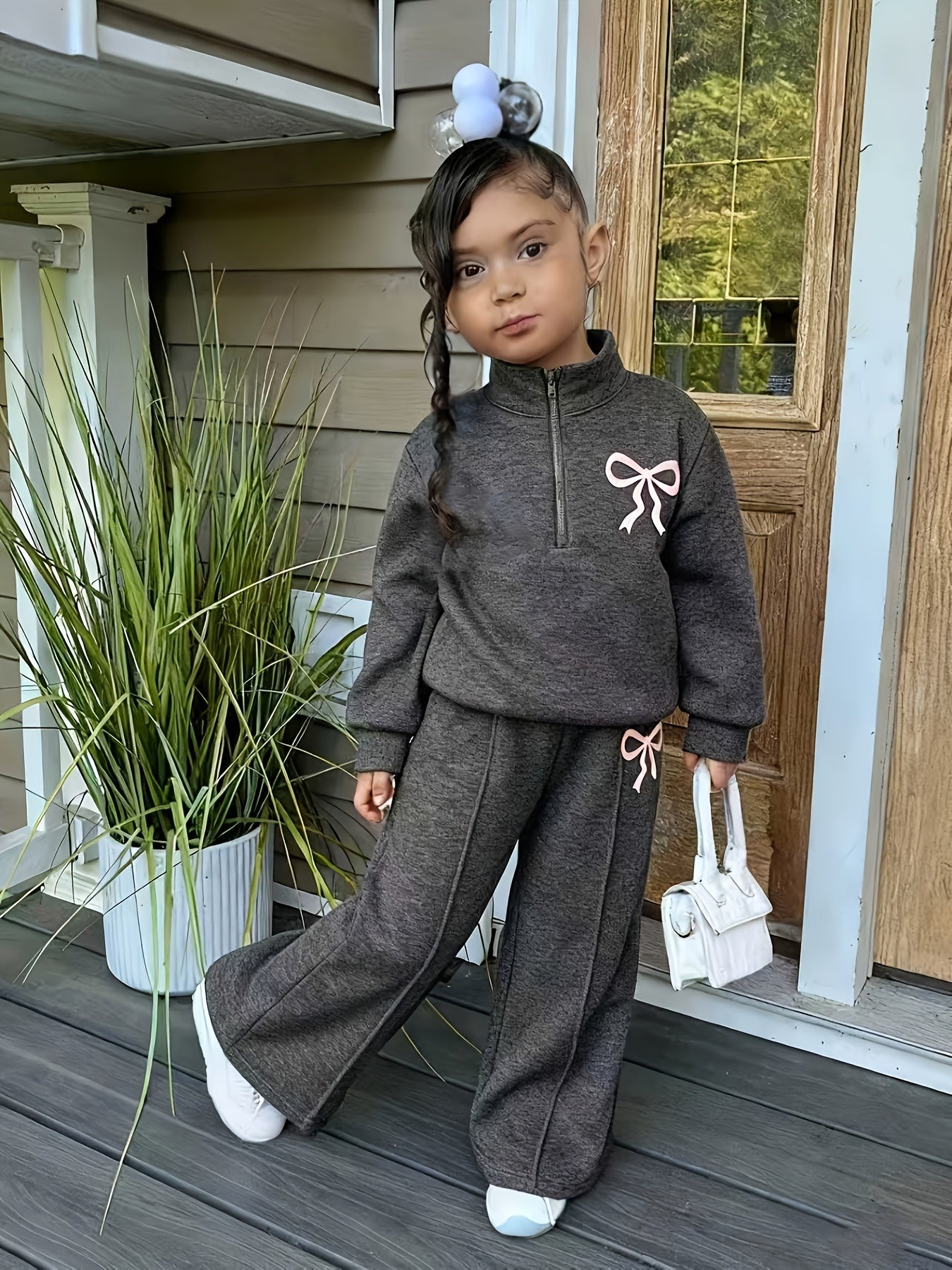 Baby Girl Two-Piece Fleece Hoodie and Pants Set for Fall/Winter