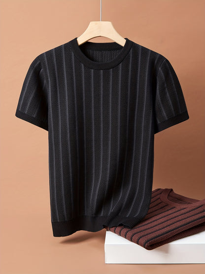 Men's Short-Sleeve Knitted Sweater Crew Neck Fall Winter