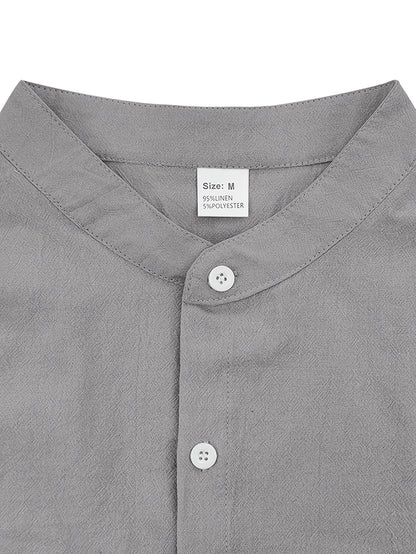 Men's Casual Linen Short Sleeve Shirt & Shorts Set for Summer