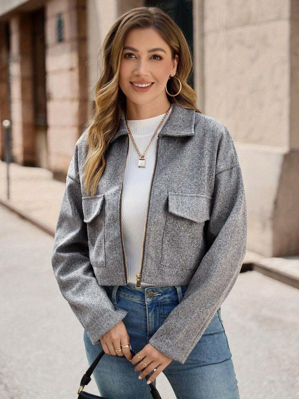 Women's Casual Solid Color Flap Pocket Coat for Fall Winter