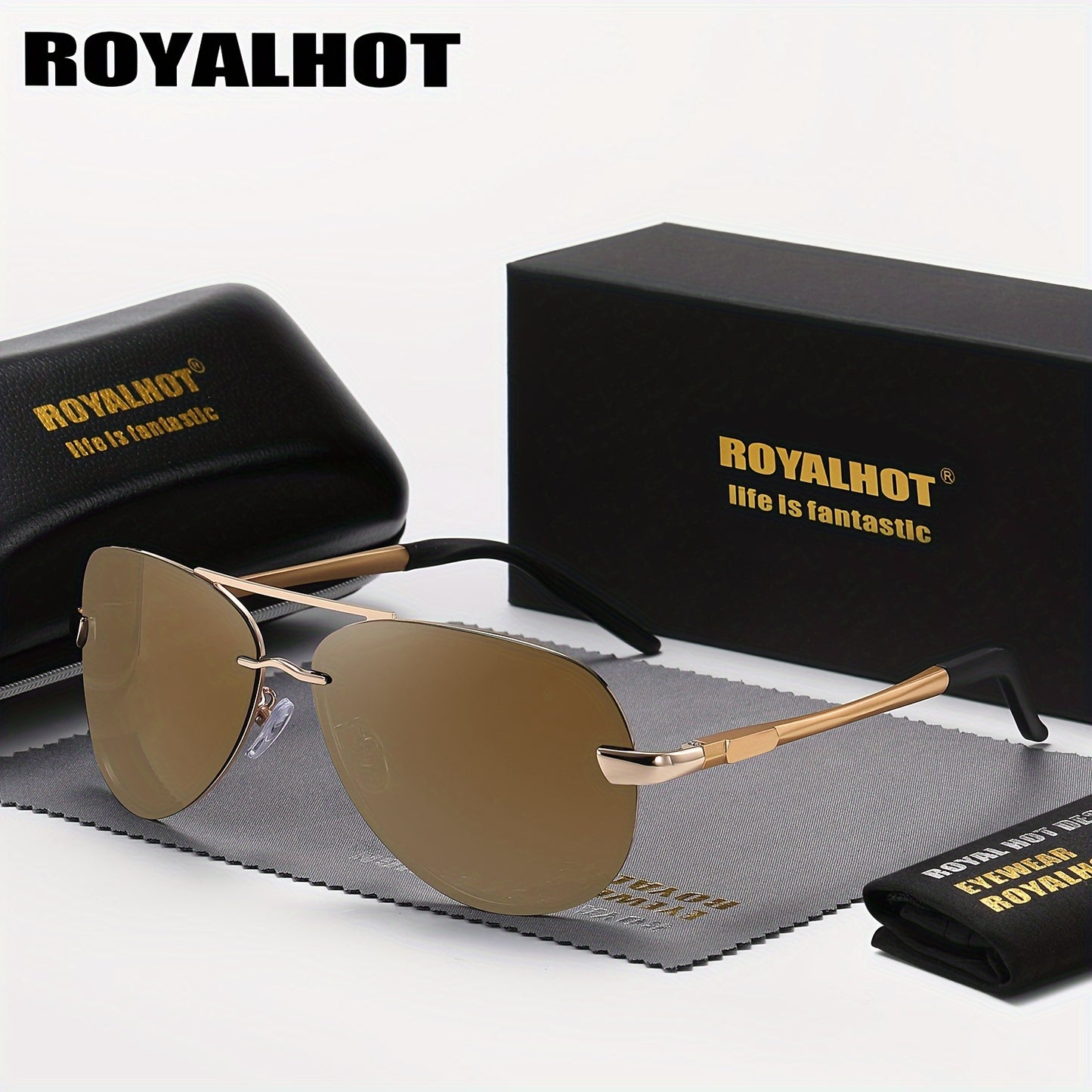 Unisex Oval Polarized Sunglasses with Mixed Frame and Case