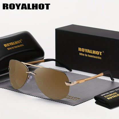 Unisex Oval Polarized Sunglasses with Mixed Frame and Case
