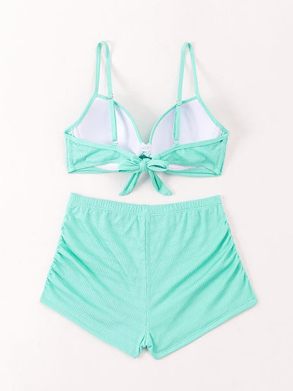 Mint Green High-Waisted Halter Bikini Set for Women