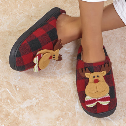 Classic Christmas Themed -Lined Slippers - Lightweight Indoor/Outdoor House Shoes, Christmas/Reindeer Antlers, Suitable for Bedroom, Living Room, or Vacation Wear, Men's Slippers, Women's Slippers, Couple Slippers, Comfortabl