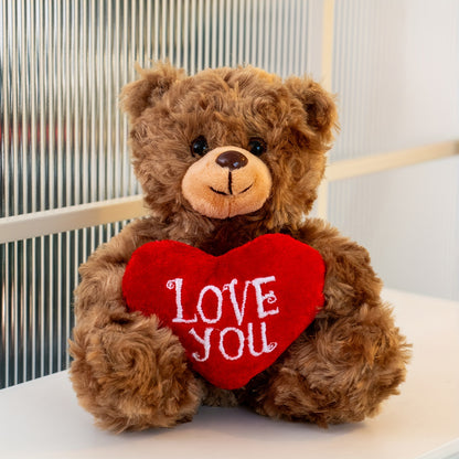 Charming 6-Inch Brown & Red Heart 'Love You' Plush Bear - Perfect for Valentine's, Mother's Day & Father's Day Gifts