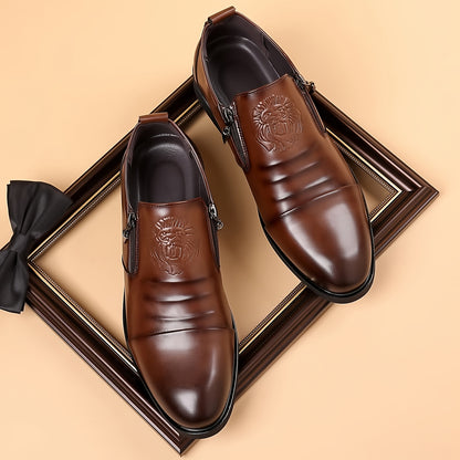 Men's Pointed Toe Business Loafers with Zipper Closure