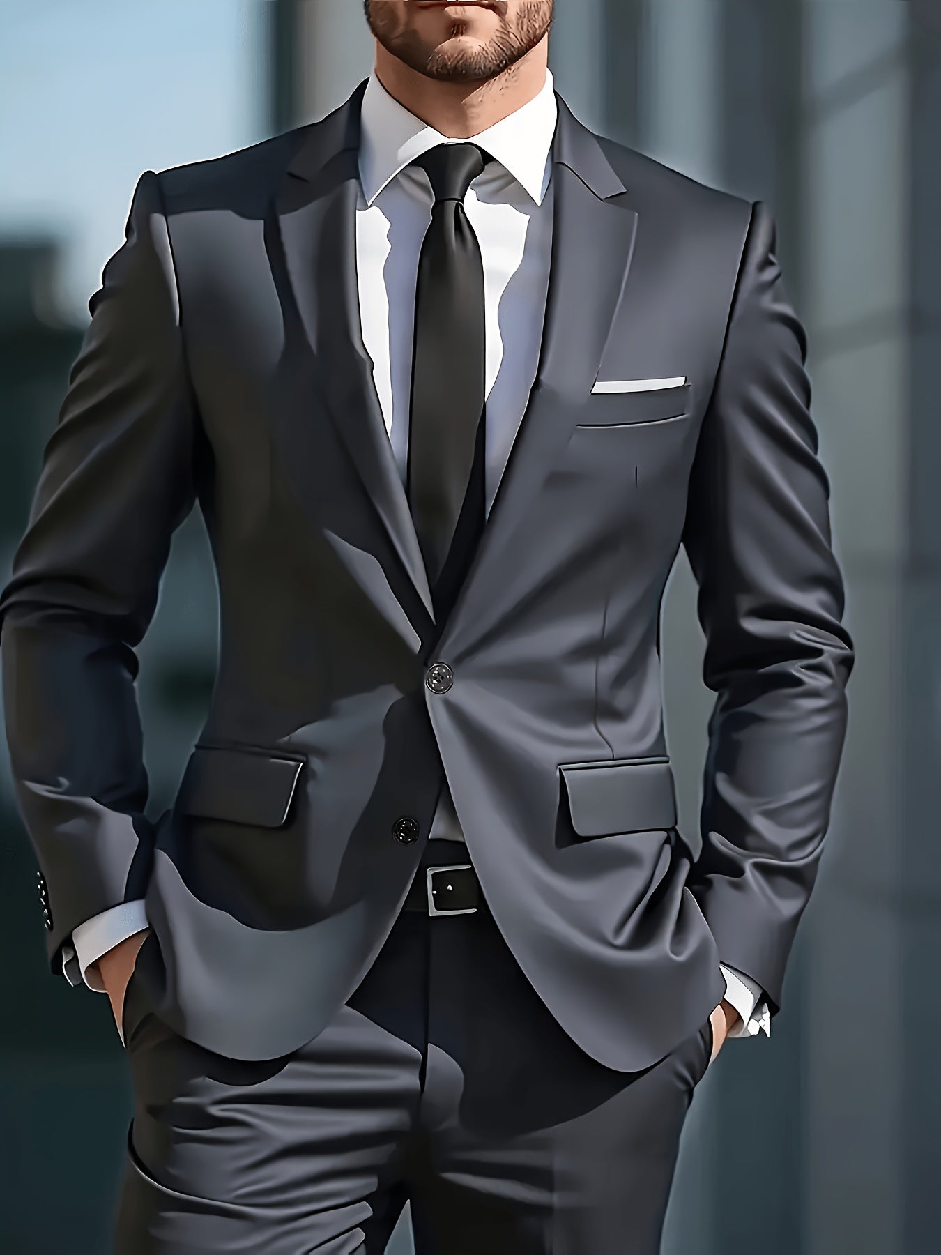 Men's Skinny Fit 2-Piece Suit Set with Blazer & Trousers