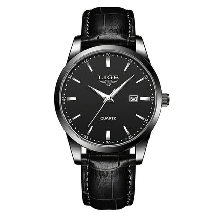 A Stylish Timepiece By LIGE Featuring A Blend Of Business And Casual Design, With A Faux Leather Strap, Alloy Case, And A Non-rechargeable Battery.