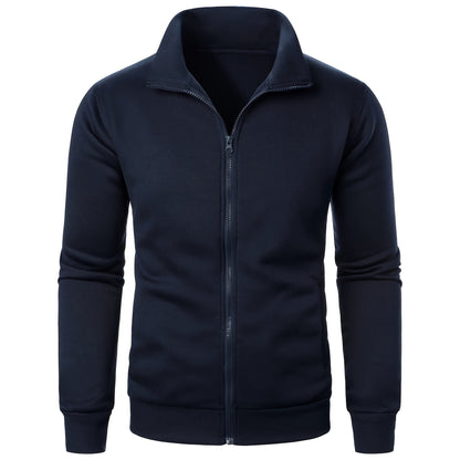 Men'S Heavyweight Thermal Zip-Up Jacket - Full-Zip Front Closure, Stand Collar Long Sleeve Coat for Winter, Gym, Outdoor Activities - Cold Weather Outerwear in Black - Easy-Care Polyester Construction, Winter Jacket, Gym Wear