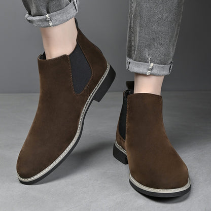 High-End Business Men'S Chelsea Boots, Pointed Elastic Ankle Boots, Slip-Resistant And Wear-Resistant Formal Shoes, British Style Slip-On Loafers, Suitable for Both Work And Casual Wear.