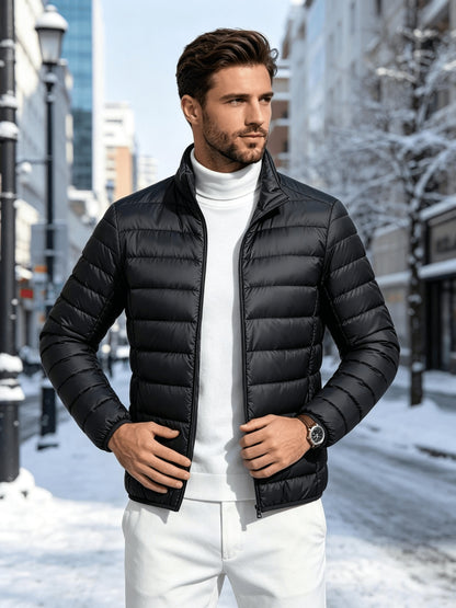 Men's Lightweight Stand-Collar Quilted Jacket for Fall Winter