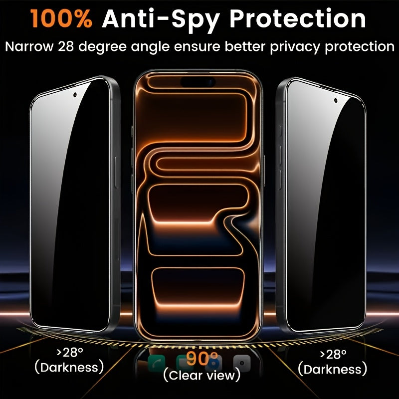 4pcs Tempered Glass Privacy Screen Protectors & TPU Case for iPhone