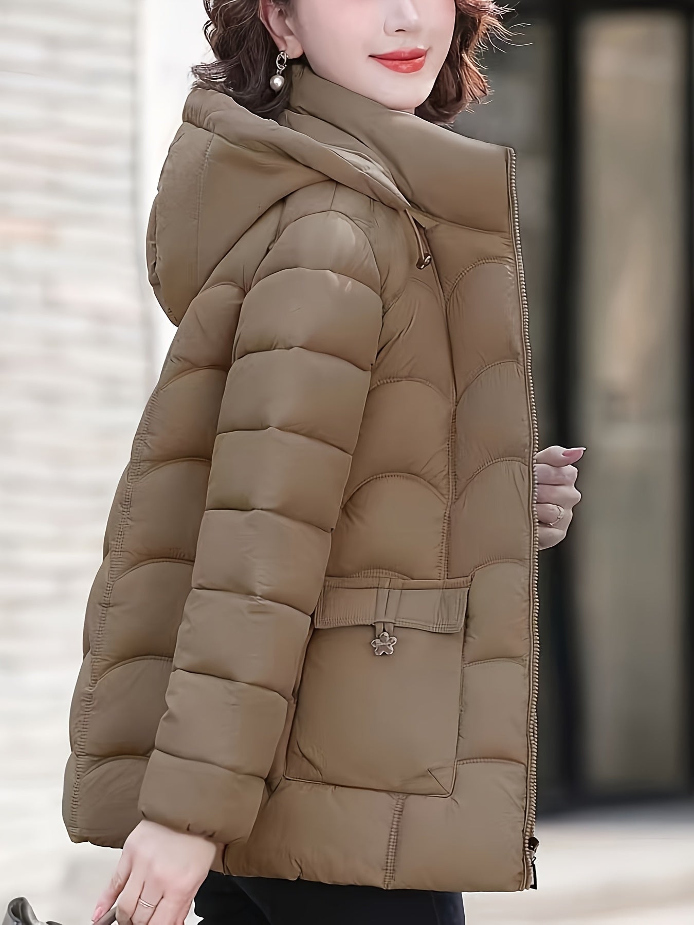 Women'S Elegant Winter Coat - Lightweight Thermal Jacket with Full-Zip Front, Long Sleeve Cold Weather Outerwear for Everyday & Formal Events - All-Season, Machine Washable Women'S Clothing, Ladies Winter Coats, Geometric Pat