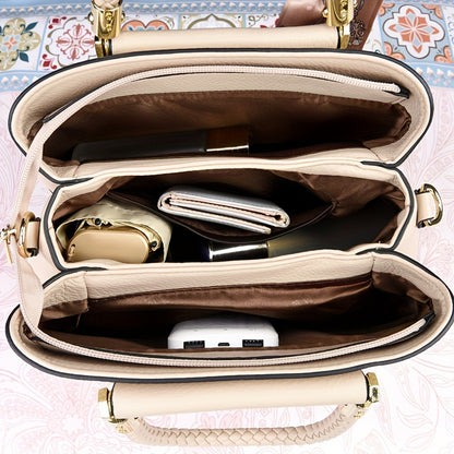 Chic Women's Shoulder Bag with Scarf Accent and Adjustable Strap