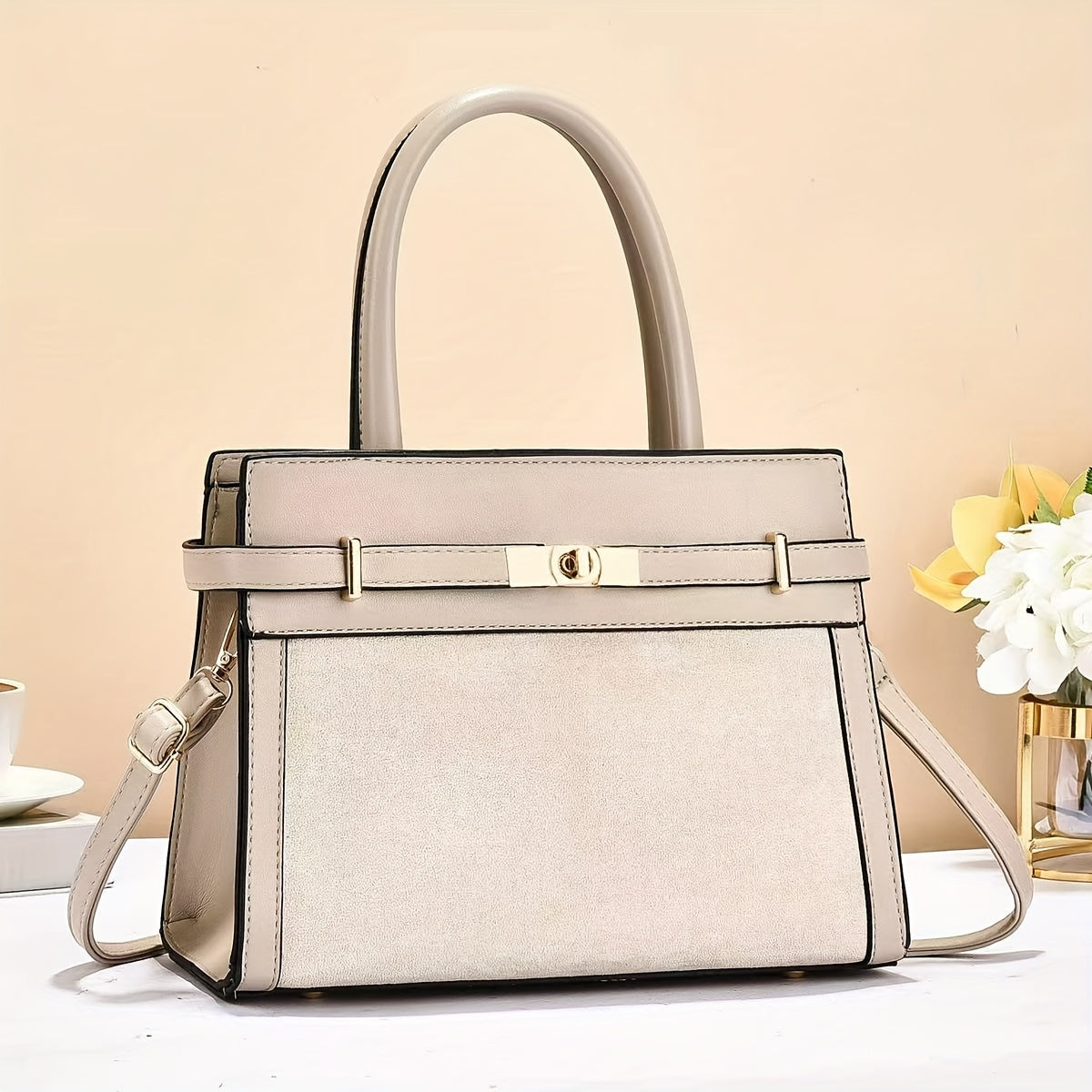 Spacious Faux Suede Tote Bag for Moms - Vintage Style 2025