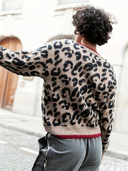 Chic Leopard Print Cardigan