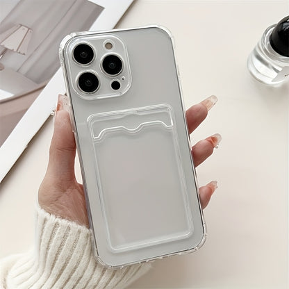 Transparent Simple Clear Card Slot Bag Phone Case Soft Cover, for iPhone 16 15 14 13 12 11 Pro Plus Pro Max X Xs Max Xr 7 8 Mini, for iPhone Users - Suitable for Everyday Use