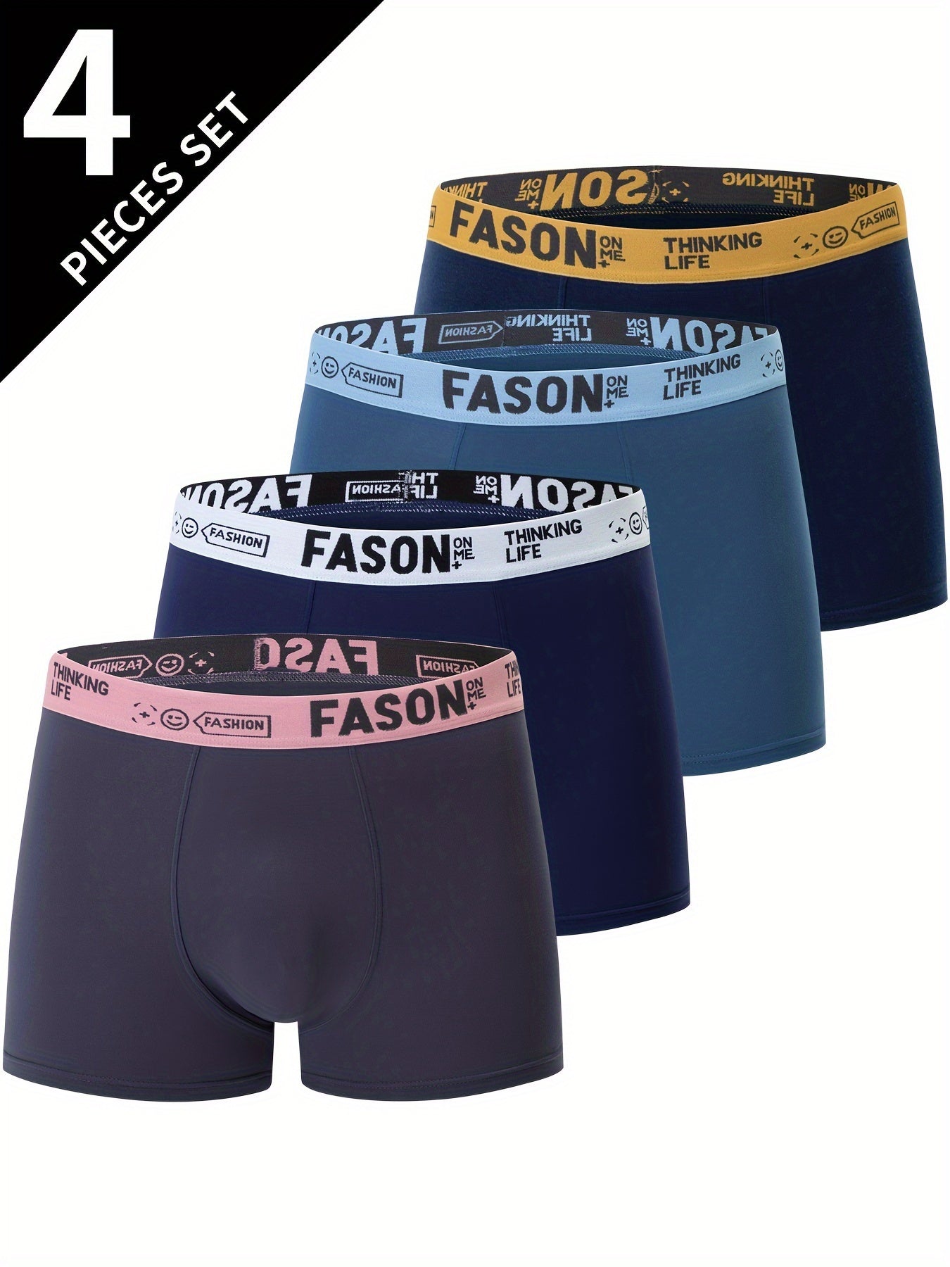 Men’s 4-Pack Solid Color Boxer Briefs with Stretch Fabric