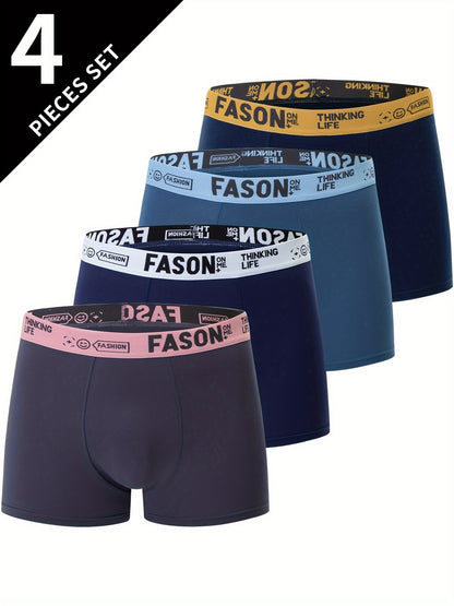 Men’s 4-Pack Solid Color Boxer Briefs with Stretch Fabric