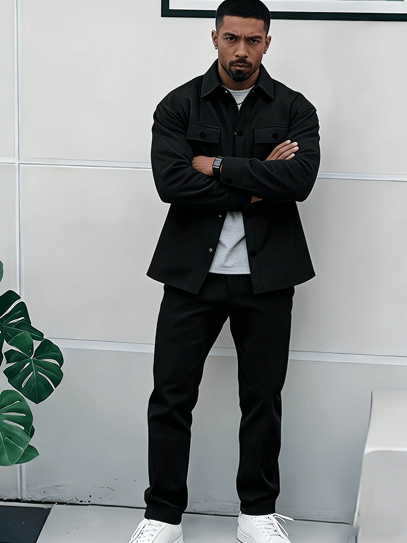 Men's Casual Klein Blue Cargo Jacket and Ankle-Cinch Pants Set