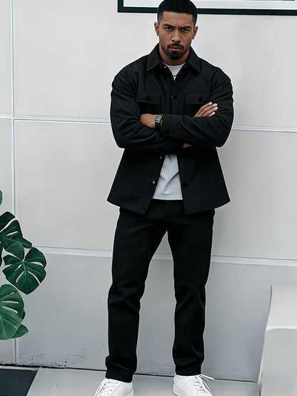 Men's Casual Klein Blue Cargo Jacket and Ankle-Cinch Pants Set