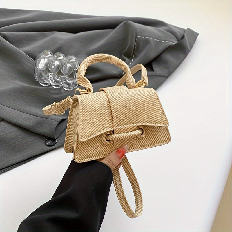 Միագույն PU մինի նորաձև բազմակողմանի նիշի ձեռքի պայուսակ, ոճային և հեշտ, նորաձև՝ երթևեկության և զբոսանքների համար, կանացի ուսագոտիով պայուսակ