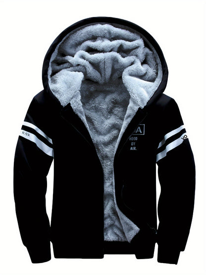 Autumn and Winter Men's Sports and Casual Suit, Men's Plus Velvet Thickened Sports Suit, Hooded Open Cardigan Fitness Suit, Warm Home Suit, Two-piece Set