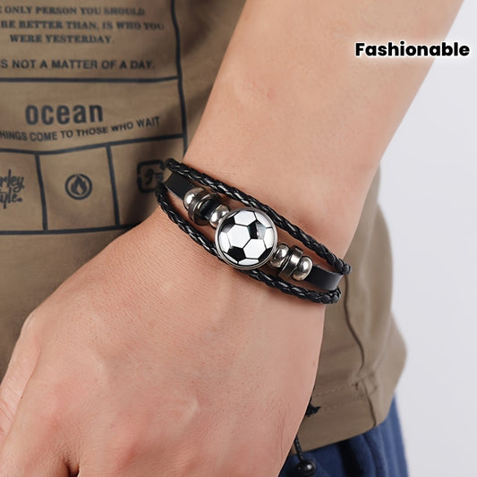 Fashionable PU Leather Football Fan Bracelet Sports Wristband - ayq