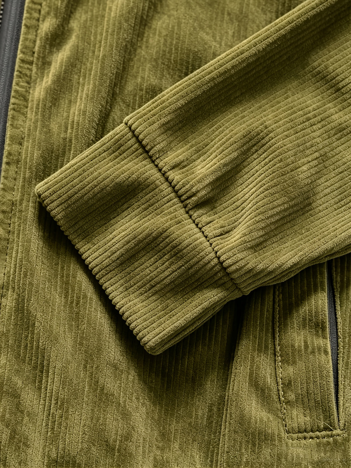 Men's Corduroy Zipper Jacket with Lapel Collar for Spring/Fall