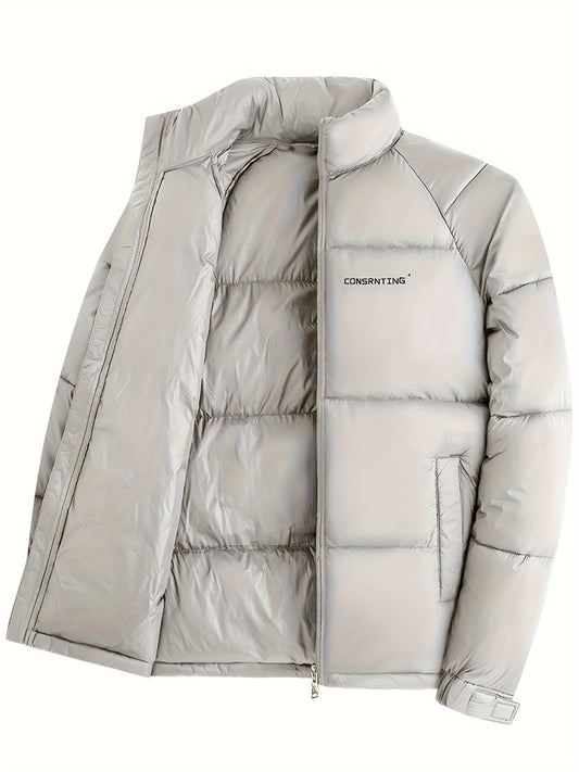 Տղամարդու ձմեռային տաք բաճկոն - ոճային սև օձիք՝ «CONTRIBUTING» գրությամբ, երկար թևքերով, կայծակաճարմանդով, պոլիեսթերային բրդյա ծածկույթով, ամենօրյա սպորտային հագուստ, ձմեռային բաճկոն, տղամարդու, տղամարդու գործնական վերարկու, տղամարդու ձմեռային վերարկու