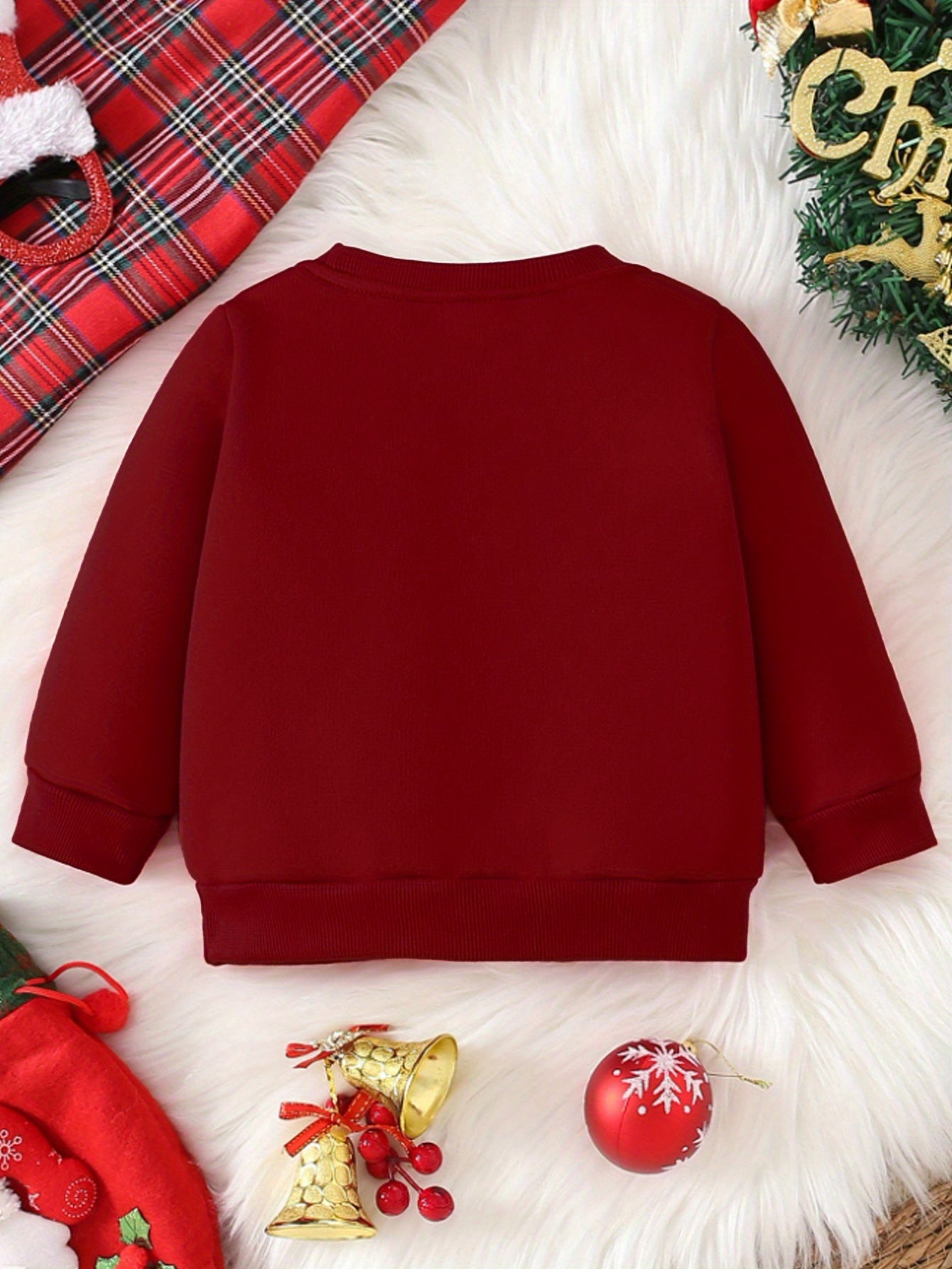 Տղաների նորաձև երկարաթև, կլոր վզնոցով սվիտեր՝ Սուրբ Ծննդյան նախշերով և տառերի տպագրությամբ, գարնանային, աշնանային, ձմեռային առօրյա փողոցային ոճով, պոլիեսթերից