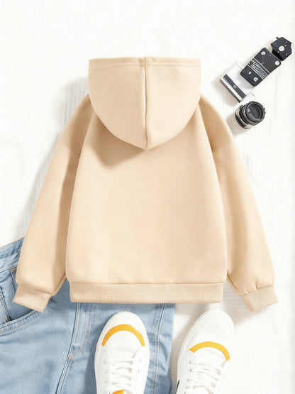 Boys' 2026 New Year Hooded Sweatshirt - Hello 2026 Happy New Year Lettering, Mint Green with Golden Accents, Loose Fit Long Sleeve Pullover for Boys