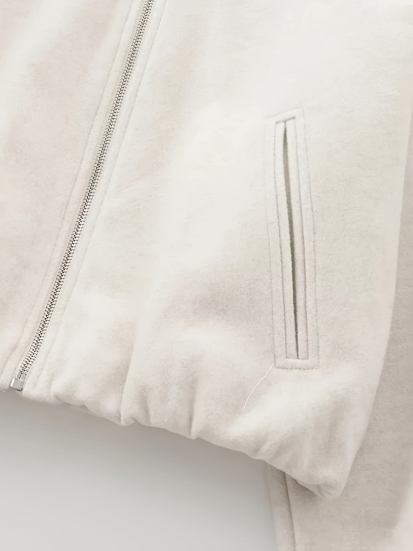 Women'S Elegant Pilot Jacket - Beige Bomber Style Short Coat with Pockets, Zip-Up, Long Sleeves, Loose Fit for Casual & Weekend Wear, Casual Wear Jacket | Bomber Jacket | Polyester Fabric