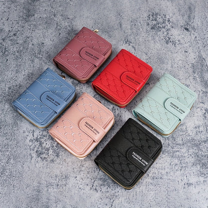 2024 New Style Zippered Foldable Short Wallet, Korean Fashion Embroidered Large Capacity Women'S Clutch Card Holder.