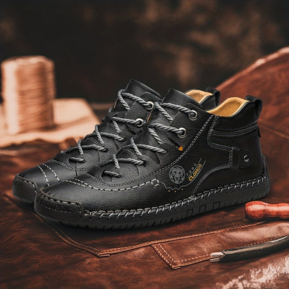 Men's Casual Hand-Stitched Rubber Sole Lace-Up Shoes