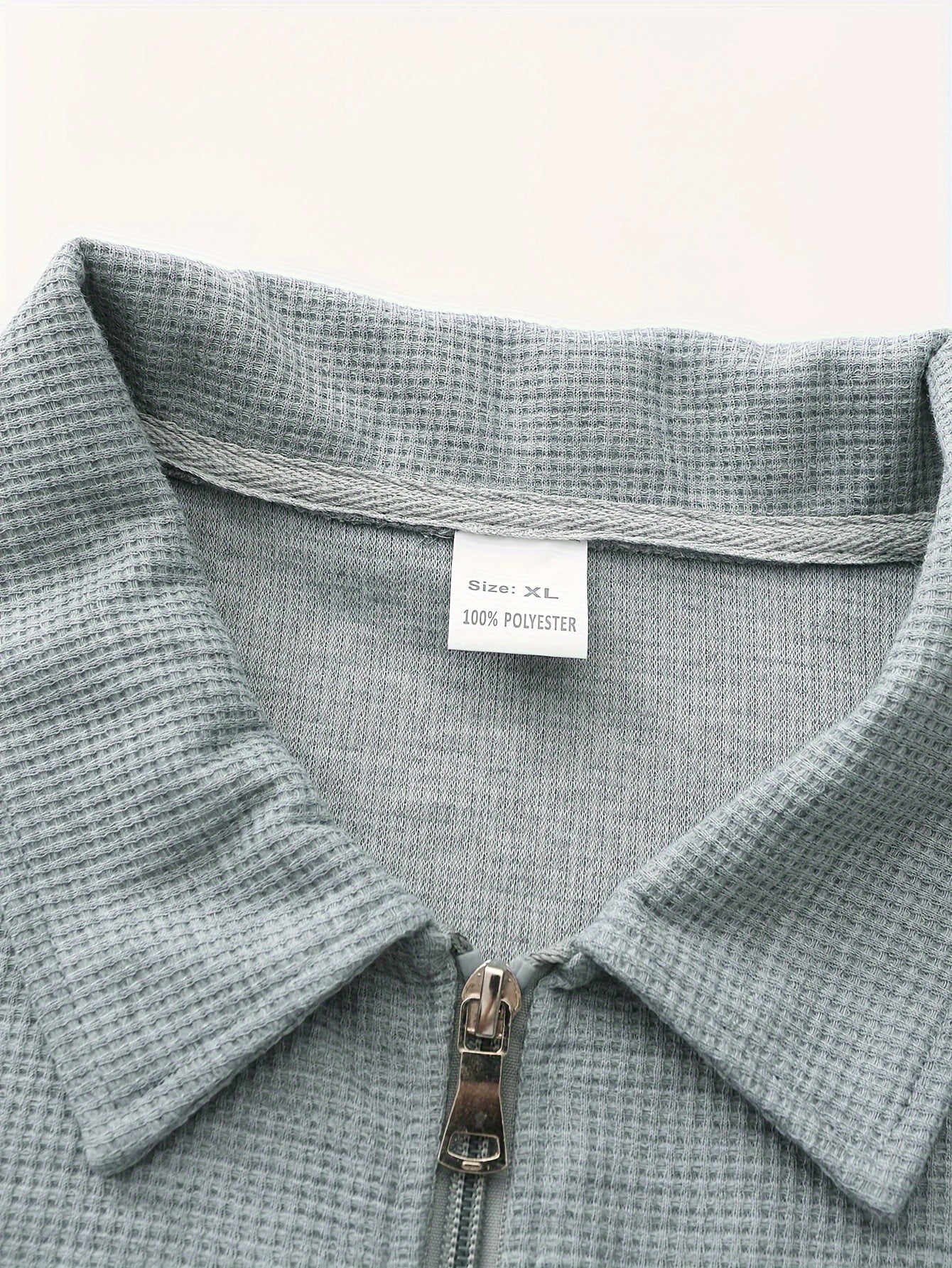 1pc Men'S Casual Polyester Zip-Up Jacket with Lapel Collar, Solid Color, Slight Stretch, Woven Fabric, Regular Fit, No Lining - Spring/Fall Outerwear