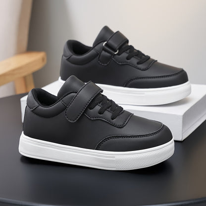 Kids Glossy PU Sports Shoes with Hook-and-Loop Closure