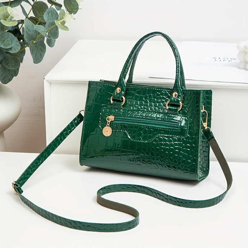 2025 թվականի ամառային նորաձև կանացի միուսով, կոկորդիլոսի նախշերով պայուսակ