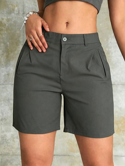 Women’s Lightweight Minimalist Suit Shorts with Pockets - Summer Casua