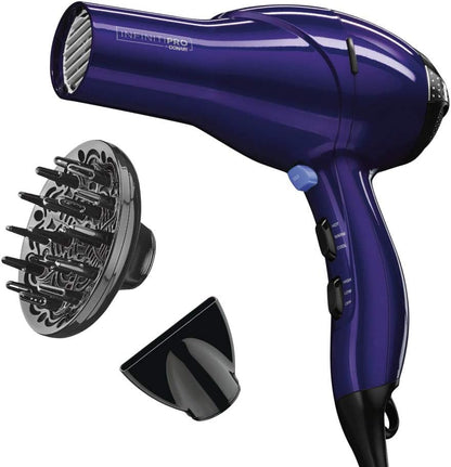 INFINITIPRO by CONAIR Hair Dryer with Diffuser | AC Motor Pro Hair Dryer with Ceramic Technology | Includes Diffuser and Concentrator | Black | Packaging May Vary