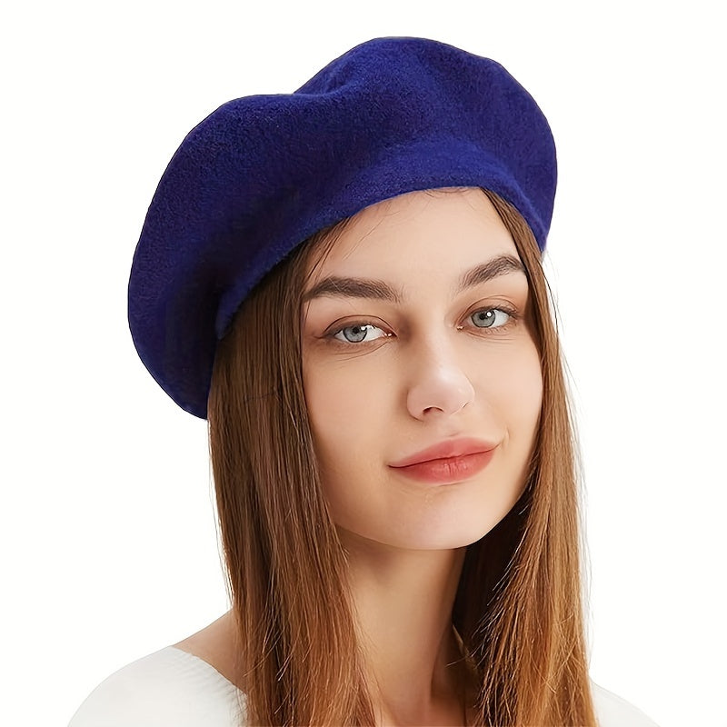 Classic Faux Leather Beret for Autumn and Winter Fashion