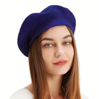 Classic Faux Leather Beret for Autumn and Winter Fashion