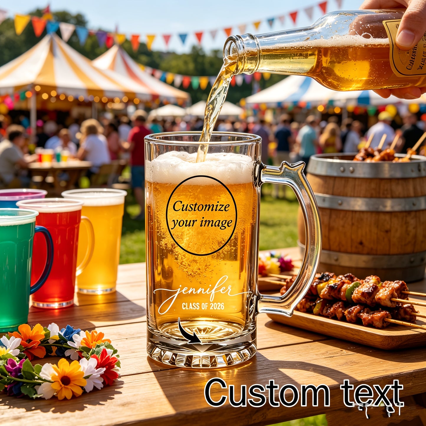 Custom Large-Capacity Beer Mug with Personalized Image & Text