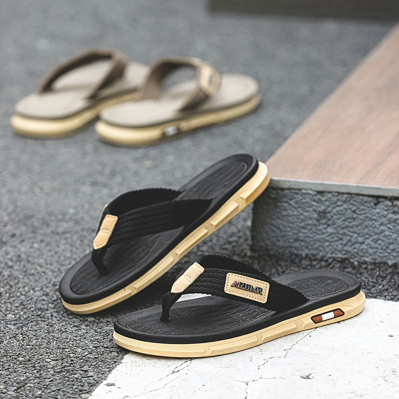Men's Casual Slip-On Beach Sandals with Durable Rubber Sole