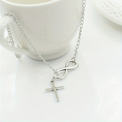 Մինիմալիստական ​​Lucky 8 նիշանոց Cross Short Necklace Jewelry