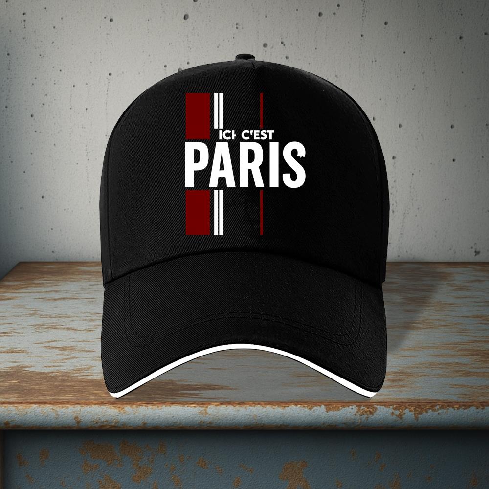 Men's Lightweight 'ICI C'EST PARIS' Printed Baseball Cap for Sports