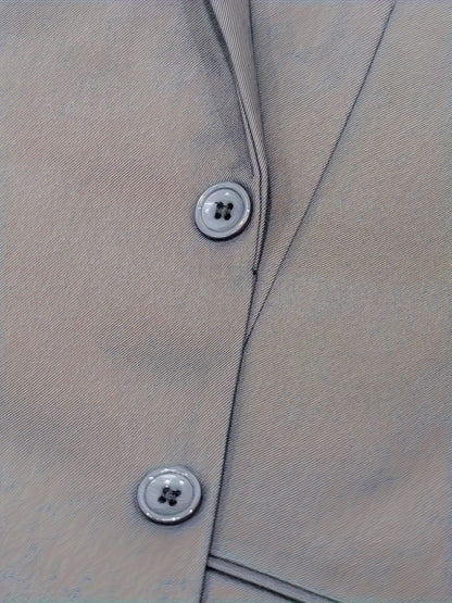 Men'S Solid Color Polyester Work Suit - Classic Lapel Collar, Non-Stretch Fabric, Long Suit Sleeves, Four-Season Versatility, Button-Front Jacket with Pants - Regular Fit Woven Suit Set (80% Polyester, 20% Viscose)