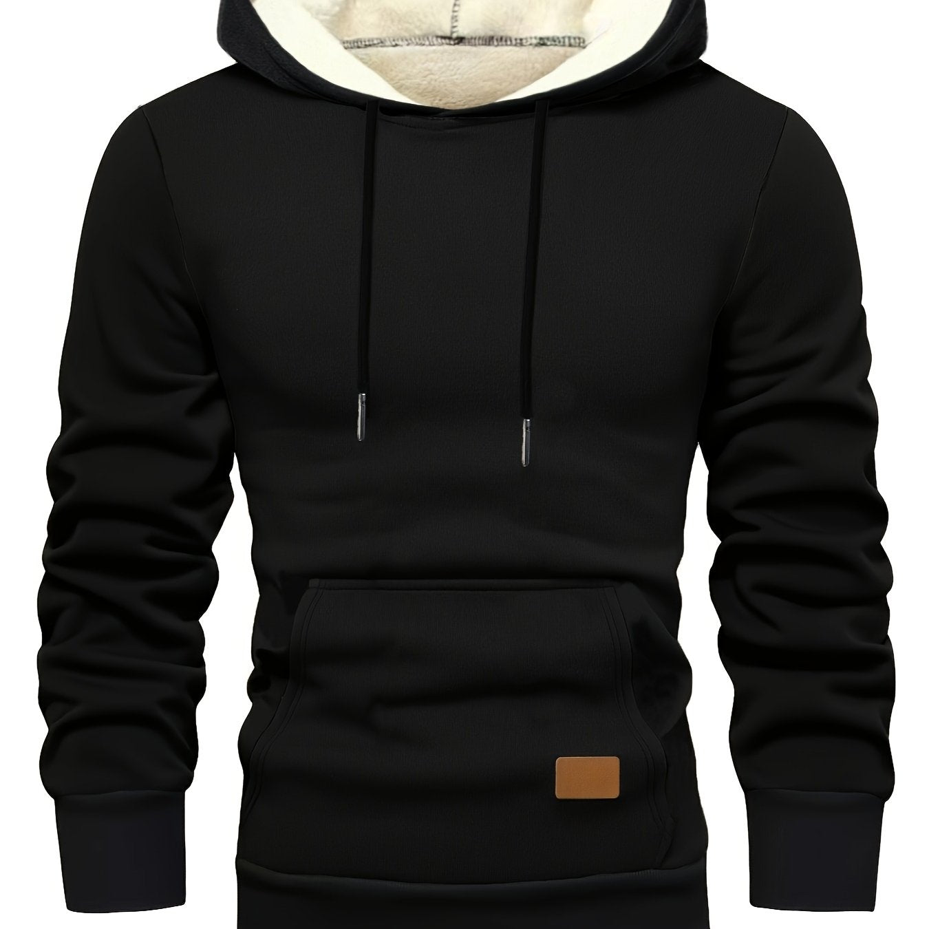 Men'S Heavyweight Hoodie - Thermal Pullover Sweatshirt with Hood, Non-Stretch Fabric, Front Zipper Closure - Winter Warmth for Everyday & Formal Outfits - Black/Gray, Winter Hoodie, Casual Wear, Cozy Clothing, Fleece Lined Ho